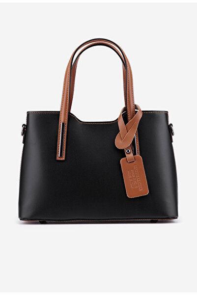 Dasha Women's bag made of black and brown genuine Leather