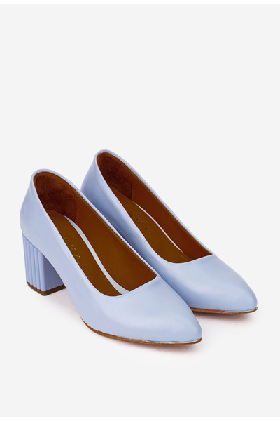 Dasha Pantofi dama bleu din piele naturala cu model pe toc