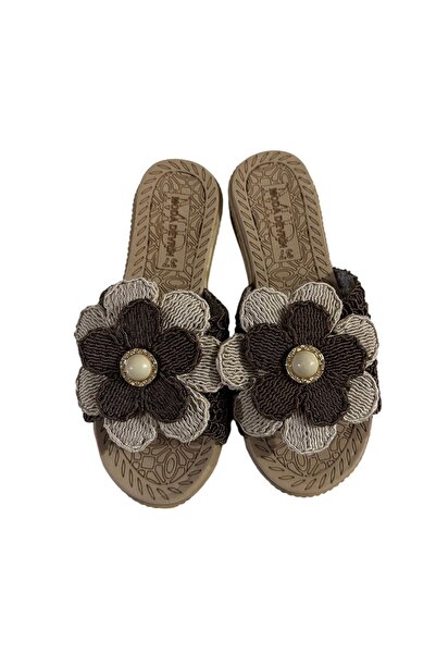 Moda Devrin Smeđa otvorena prednja strana, cvetni pleteni vik, za vanjsku upo...