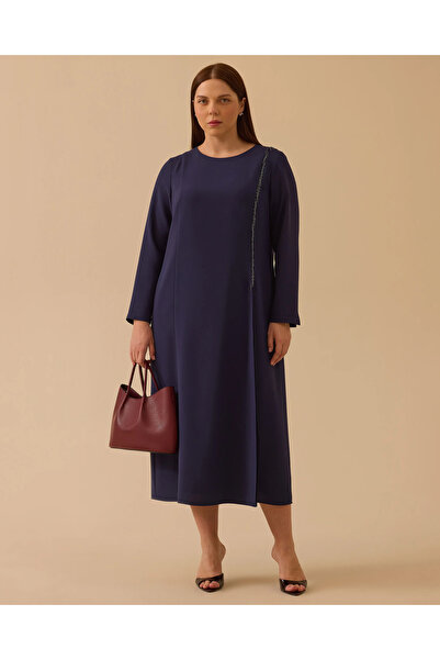 Gala-Xi Plus Size Beaded Detailed Midi Dress
