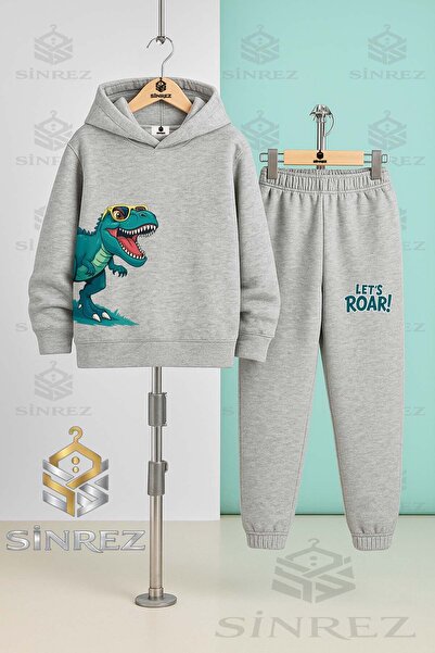 SİNREZ Set de trening cu glugă pentru copii, unisex, DINOZAURO cu ochelari, V...