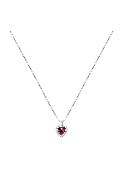 MORELLATO Colier Tesori, argint 925, rodiat, inima rosie, cristale albe, lung...