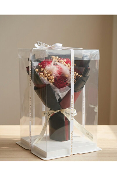 BAKBURAYA YAPAY ÇİÇEKÇİLİK Large Boxed Black Feather Decorated Rose Gift Spec...