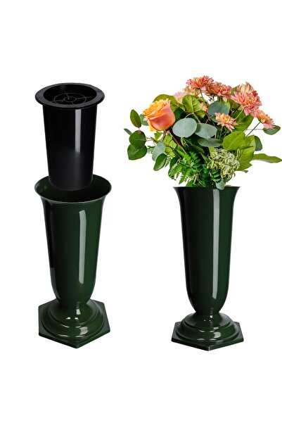 KADAX Vază sticlă pentru cimitir mormânt piatră funerară plastic verde 29 cm ...