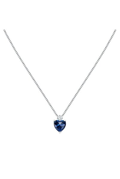 MORELLATO Treasures Necklace, 925 silver, rhodium plated, blue heart, chain l...