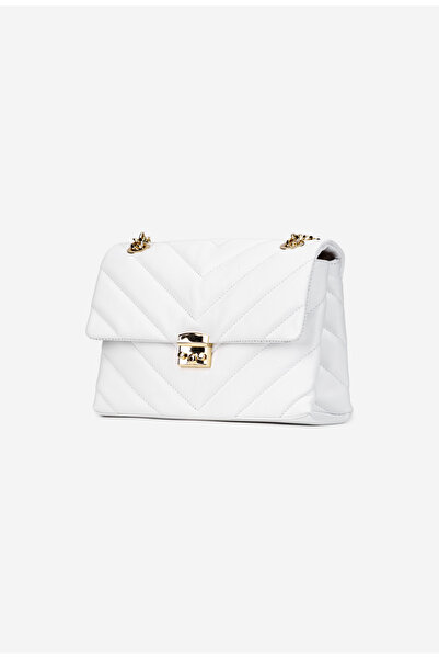 Dasha White women's handbag made of genuine Leather