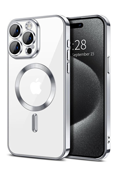 OEM Luxury Magnetic Case, camera protection, for iPhone 15 Pro Max, Silver