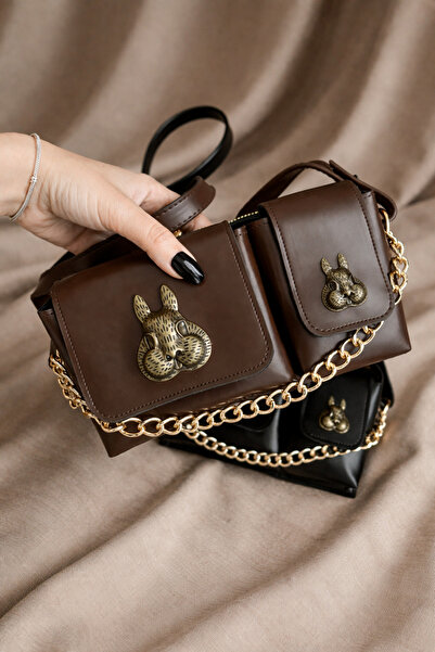 Melos Butik Ženska smeđa veverica Sa detaljima aksesoara dizajn mini bageta T...