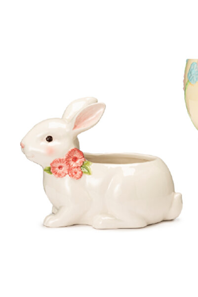 AZAY CASA Iepuraș decorativ din ceramică cu flori 19 x 15h