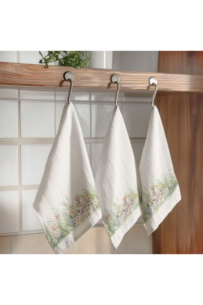 Lenjerii Deosebite Kitchen towel, 100% Cotton , Tuli with flowers, bunnies an...