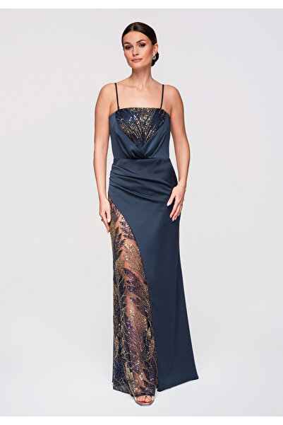 Larica OMBRE Dámske Spoločenské Maxi Šaty LA-OM-DLR291 Námornícka modrá