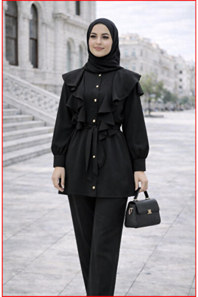 MOODMODA Ruffled Belt Piece Hijab Set