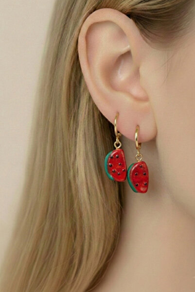 PETEK AKSESUAR Murano Handmade Glass Watermelon Earrings