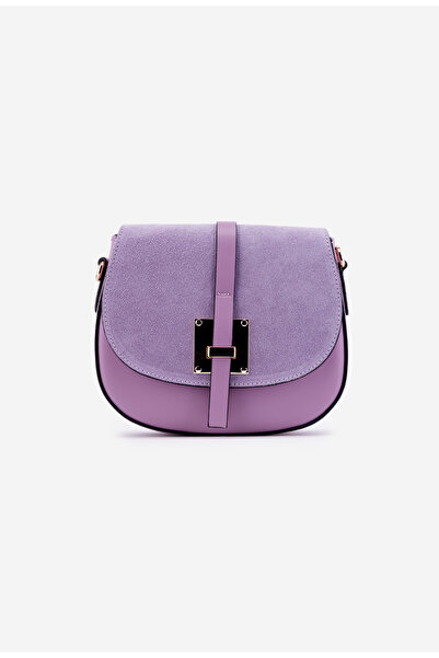 Dasha Poseta dama mov din piele cu clapeta din piele intoarsa