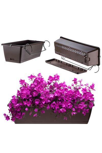 KADAX Balcony Box 60 cm Flowerpot Flower Pot Stand Handles Balcony, Brown