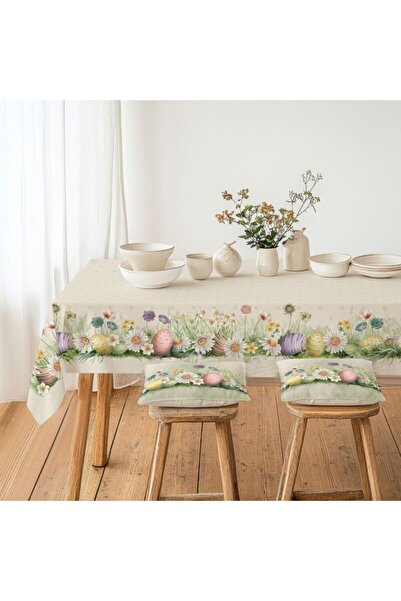 Lenjerii Deosebite Fata de masa bumbac 100% cu flori de primavara si oua, 140...