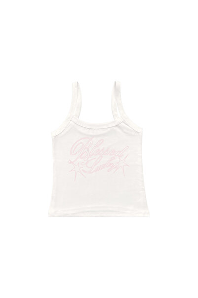 lethestudios Ευλογημένη & Τυχερή Μπλούζα με Στάμπα και Τιράντες