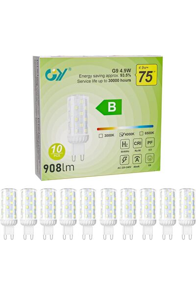 NO BRAND Bec LED G9, alb neutru, 4000K, 4,9W, echivalent 908 lm, 75W, eficien...