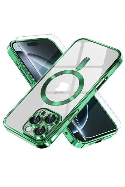 VERTEK Luxury Magnetic Case, camera protection, for iPhone 16 Pro, Green