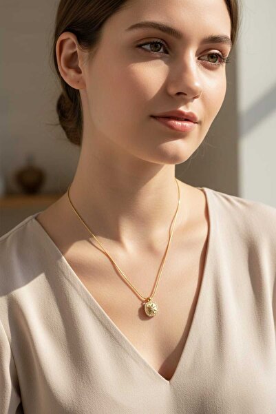 Aware Time قلادة من الفولاذ المقاوم للصدأ مرصعة بحجر الزركون مع طرف دوار