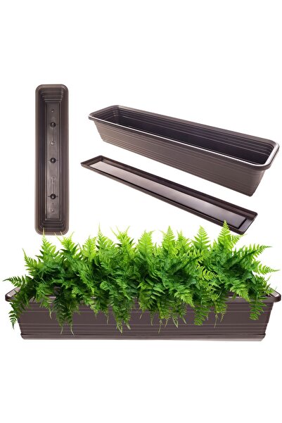 KADAX Balcony Flowerpot Flower Box 80cm + Mocha Saucer