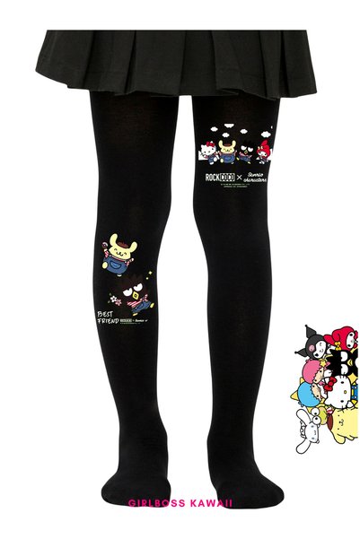 Girlboss Kawaii Pompompurin, Bad Maru, Melody, Hello Kitty Black Pantyhose Ma...