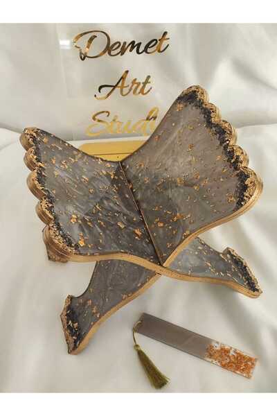 Demet Art Studio Reçineye Hayat Veriyoruz Epoksi Gri Renkli Gold Varaklı Kita...