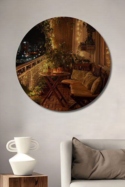 Teona Ahşap Işıklandırmalı Bohem Balkon Manzarası Görünümlü Ahşap Dekoratif T...