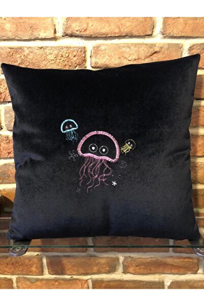 harmony factory Διακοσμητικό μαξιλάρι με κεντημένη μέδουσα Deniz Anası Makine...