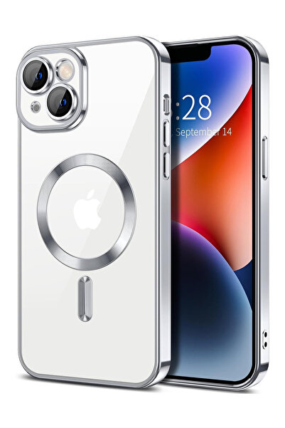 OEM Luxury Magnetic Case, camera protection, for iPhone 14, Silver