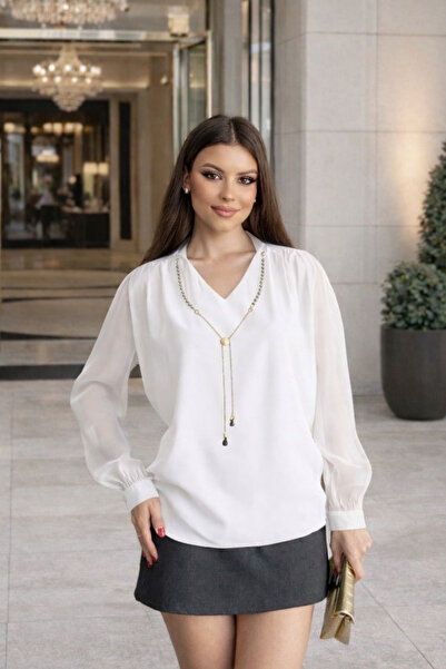 sunfyre Women's V-Neck Shoulders with Ruched Pendants Lined Sleeves Sheer Dra...
