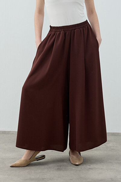 Merwishop Merwish Comfy Crepe Trouser Skirt 1782 Brown