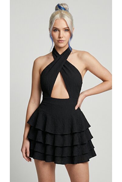 NİCE Ženska crna haljina sa halter izrezom Na vezivanje Sa otvorenim leđima s...