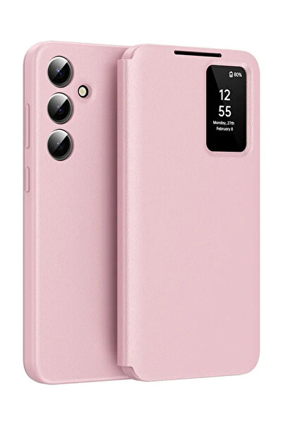 VERTEK Husa Piele Ecologica Flip Smart View Wallet pentru Galaxy S24 Ultra - Roz