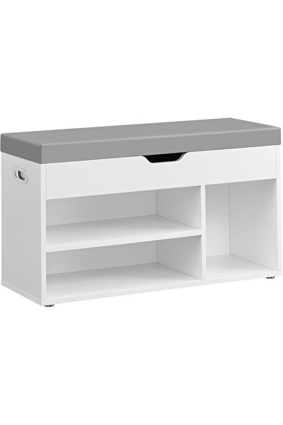 VASAGLE Bancă pentru pantofi cu șezut și spațiu de depozitare, 80x30x44 cm, albă