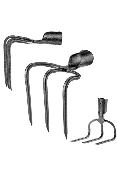 KADAX Sapă de gunoi cu 3 dinți, fără mâner, furcă pentru excavator