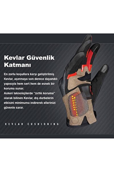Tex Ones Again MG08 Kevlar ve Karbon Korumalı Siyah Motosiklet Eldiveni