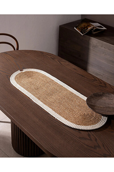 Halımax Alice Jute Straw-Textured Oval Table Runner Reversible Washable Place...