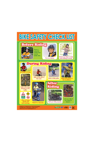 123Publishing House قائمة فحص سلامة الدراجات - لوحة جدارية باللغة الإنجليزية