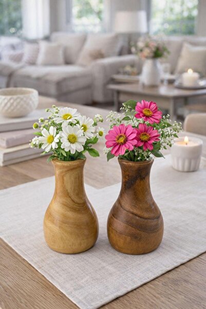 Akkoyunlu home Set de 2 vaze decorative din lemn natural – Pinterest & Ghivec...