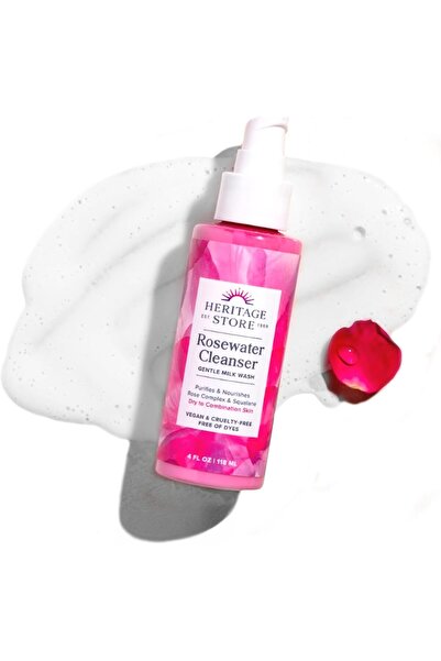 HERITAGE Store Rosewater Facial Cleanser, pH Balanced Milk Wash