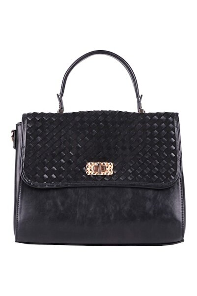 Paula Rossi Γυναικεία δερμάτινη τσάντα ώμου, υφαντή με δύο είδη δέρματος