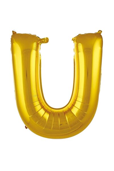 BAL10 DÜNYASI بالون فويل كبير الحجم بلون ذهبي مقاس 100 سم على شكل حرف U