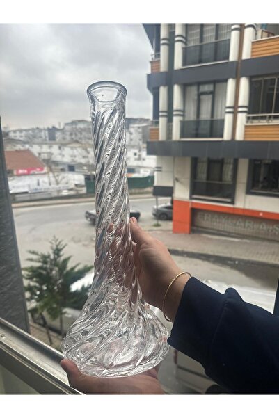 MorzaPazarı Cam Şık Kristal Vazo (yük=40cm Taban=16 Agız=4 cm) model 1