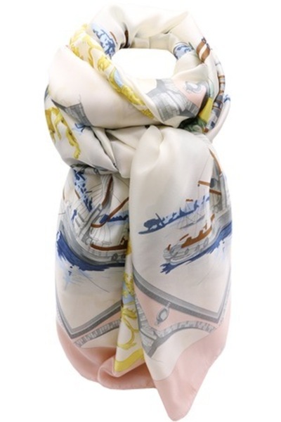 Hilldi Eșarfă supradimensionat pentru femei, poliester, imprimeu cu nave