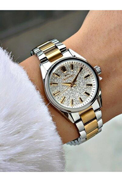 Slazenger Special Design Steel Cord Silver-Gold Color Women Wrist Watch 2533Mr