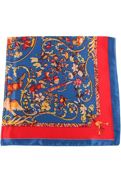 Kono Eșarfă de damă, imitație de mătase , 90 x 90, imprimeu de grădină cu păs...