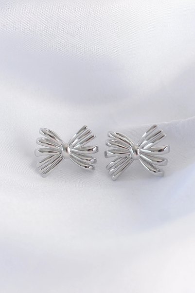 online kapsulavm avm alışveriş Brass Silver Color Bow Earrings
