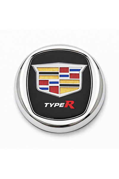 Mega Oto Market Cadillac Type R 8x8 cm 3D Metal Oto Amblem Krom Çerçeveli Pan...
