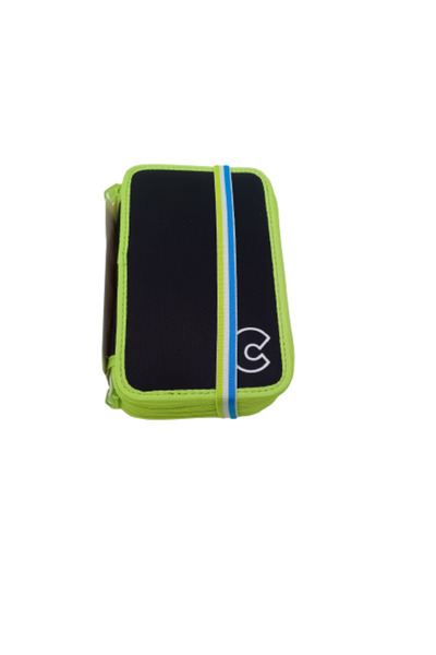 carioca Fluo pencil case, with 3 zippers, fully equipped (Black)